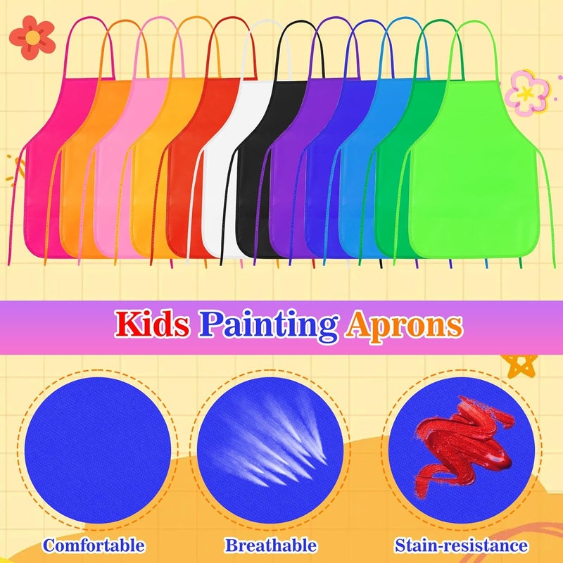PLULON 36 Pcs Kids Aprons for Painting, Painting Apron Bulk for Kids Art Smocks Children Fabric Art Aprons for Art Painting Crafts Home Kitchen Classroom Party and Activity - Image 3